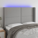VidaXL Tăblie de pat cu LED, gri deschis, 147x16x118/128 cm, textil 3123906