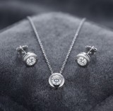 Cumpara ieftin Set Bijuterii din Argint 925 , zPure Brilliance, - Colier E i Cercei Solitaire cu Zirconiu