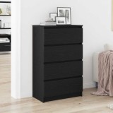Bufet Gossi Stejar Negru 60x35x98.5cm, 4 Sertare, Lemn Prelucrat, Dulap Depozitare Universal Baie Bucatarie Hol