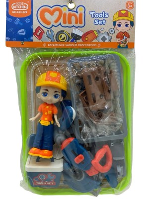 Trusa scule de jucarie cu papusica baiat si multiple accesorii foto