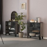 VidaXL Dulapuri de depozitare, 2 buc., gri, 72x36x82 cm, metal/MDF