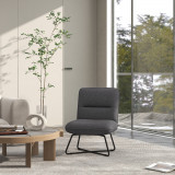 HOMCOM Fotoliu căptușit modern , fotoliu de lounge cu picioare de oțel și acoperire din material textil, 61x68x83,5 cm, de culoare gri &icirc;nchis