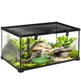 PawHut Terariu &Icirc;nălțat pentru Reptile cu &Icirc;ncuietoare și Ușă pentru Hrănire, 50x30x25 cm, Negru | Aosom Romania