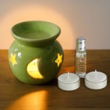 Set Decorativ Ceramic Verde cu Ulei de Citronela și Lum&acirc;nări, CMCLASS