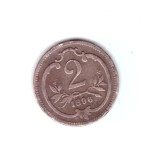 Moneda Austro-Ungaria 2 heller 1896, stare buna, curata