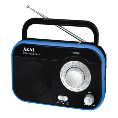 Radio portabil Akai, 1 W RMS, jack casti, adaptor inclus, antena FM, Negru foto