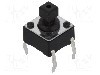 Microintrerupator 6x6mm, OFF-(ON), SPST-NO, NINIGI - TACTS-67R-F