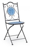 Cumpara ieftin Scaun pliabil din fier negru cu mozaic albastru Bizanzio 39 cm x 47 cm x 92 h x 45 h1