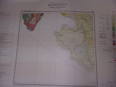 Plansa/harta geologica a republicii socialiste romania,TURNU SEVERIN 1966,T.GRAT foto