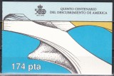 Spania 1988 - 500 de ani de la descoperirea Americii, Carnet, 2 poze, MNH, Nestampilat