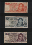 Set Argentina 1 + 5 + 10 pesos F-VF, America Centrala si de Sud