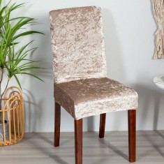 Set 4 huse scaun catifea, Bej foto