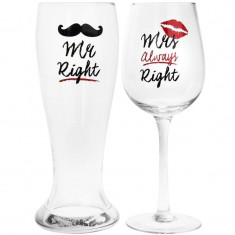 Set pahar pentru vin si bere - Mr and Mrs Right | Lesser &amp;amp; Pavey foto