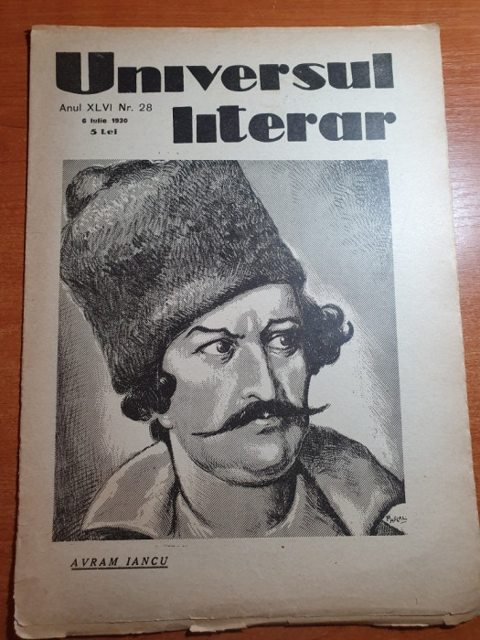 universul literar 6 iulie 1930-articol avram iancu,interviu ionel teodoreanu