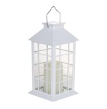 Felinar LED solar, Alb, Plastic, 14x14x27 cm