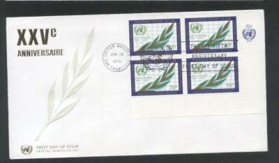 UN New York 1970 25 years UNO MI.227 x 4 FDC UN.118 foto