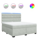 Cumpara ieftin Pat box spring cu saltea, gri deschis, 180x200 cm, catifea