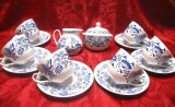 SET SERVICIU PORTELAN CU COBALT BOHEMIA MODEL HENRIETTE CESTI CAFEA FARFURII