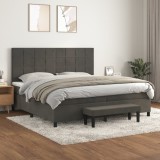 Cumpara ieftin Gossi pat box spring cu saltea, gri inchis, 200x200 cm, catifea