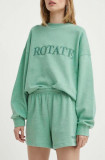 Rotate pantaloni scurti din bumbac culoarea verde, neted, high waist