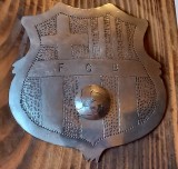 Emblema metalica fotbal pe suport de lemn - FC BARCELONA (dimensiuni mari)