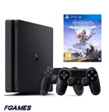 Consola Sony Playstation 4 Slim Ps4 1tb + Doua Controllere + Horizon Zero Dawn Complete Edition PlayStation 4, Second-Hand