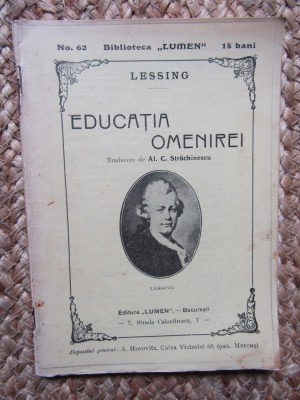 EDUCATIA OMENIREI de LESSING , 1910 foto
