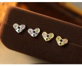 Cercei Stud din Argint 925 , zMosaic Heart, , Cu Inimi Texturate E i Cristale Multicolore