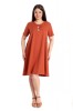 Rochie Dama Ampla Caramiziu 2XL cu Buzunare Eranthe Poliester Viscoza