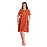 Rochie Dama Ampla, Caramiziu cu Buzunare - 2XL