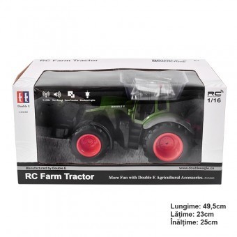 Jucarie tractor cu telecomanda doubleE RC 1:16 2.4 Ghz, lumini, sunete 25m raza de actiune 2.16 km/h viteza foto