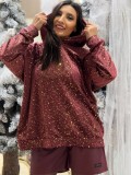 Bluza dama bordo cu imprimeu auriu si pietricele