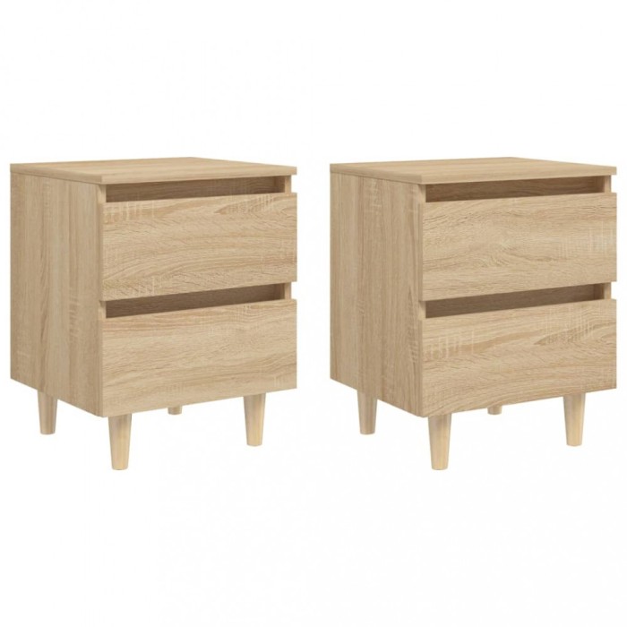 vidaXL Noptiere picioare lemn masiv pin 2 buc stejar sonoma 40x35x50cm 805858