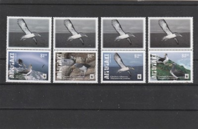Aitutaki 2016 - Fauna , WWF , Pasari , serie 4 valori , cu vignete , poz. III , dantelate , MNH , Mi.962-965 foto