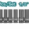 TOTAL - SET 10 BUC TUBULARE LUNGI DE IMPACT 78MM CRMO, 1/2&quot;, 10,12,13,14,15,17,19,21,22,24 PowerTool TopQuality