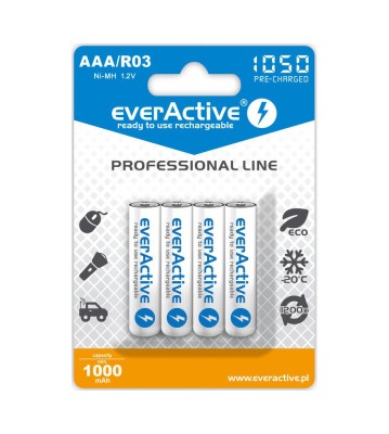 Baterie reincarcabila everActive Ni-MH R03 AAA 950mAh Professional Line-Conținutul pachetului 1x Blister foto