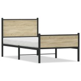 Cumpara ieftin Cadru pat metalic fara saltea, stejar sonoma, 90x190 cm