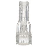 Masturbator manual FLESHLIGHT GO Torque, canal texturat pentru simulare vaginală realistă, lungime 18 cm, transparent