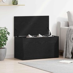 vidaXL Cutie de depozitare Stejar negru 84 x 42 x 46 cm Lemn compozit