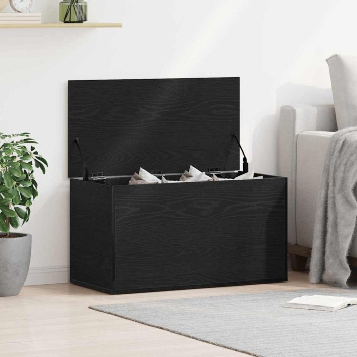 Cufăr de depozitare vidaXL Negru Stejar 84x42x46 cm din lemn