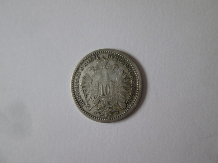 Austro-Ungaria 10 Kreuzer 1872 argint in stare buna/foarte buna
