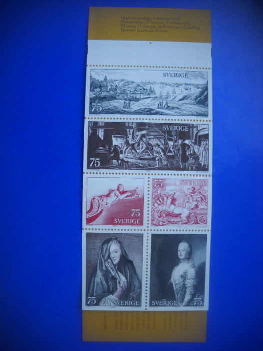 HOPCT TIMBRE SUEDIA MNH 1120 ARTA-PICTURA TABLOURI-CARNET-6 VAL 1972-NESTAMPILAT