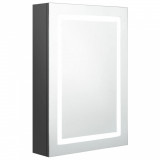 Dulap de baie cu oglindă și LED, gri, 50x13x70 cm