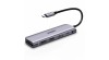 Ugreen 6w1 HUB multifuncțional USB tip C - 2x USB 3.2 Gen 1 / USB tip C putere 100 W / HDMI 4K / cititor de carduri SD și micro SD (TF) gri (CM195 704
