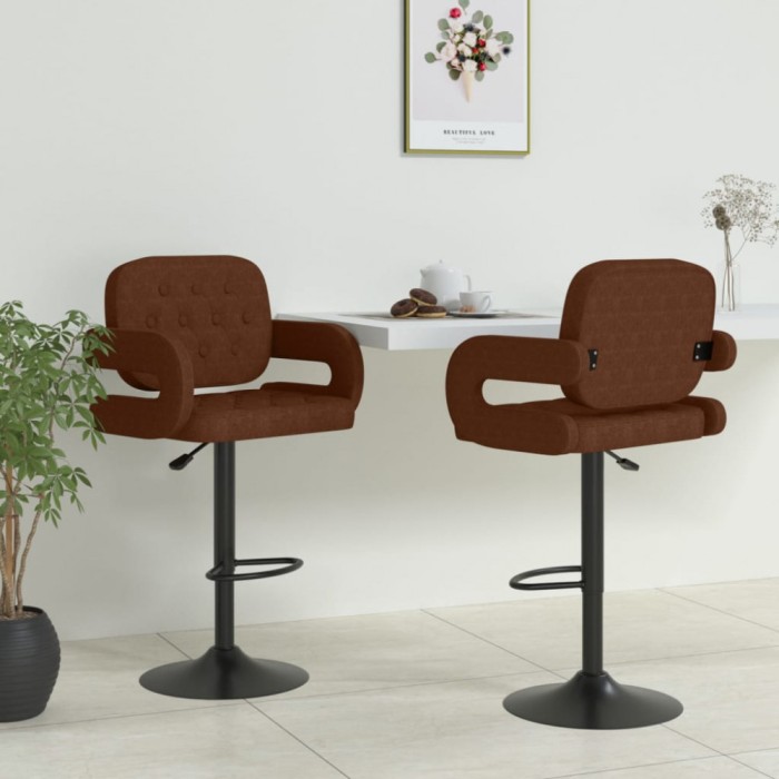 vidaXL Scaune de bar, 2 buc., maro, material textil
