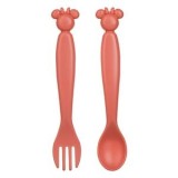 Set Lingură și Furculiță Plastic Roz Minnie Mouse pentru Primele Alimente, CMCLASS