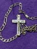Crucifix Vechi Auriu cu Lant Masiv (62cm), 4.8cm, Necesita Curatare. Obiect Bisericesc Antic