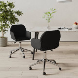 vidaXL Scaune de bucătărie pivotante, 2 buc., negru, material textil