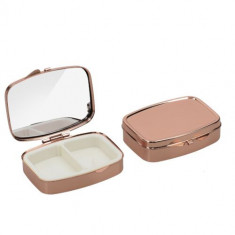 Set 2 Cutii pentru pastile cu 2 compartimente, Kwmobile, Rose Gold, Otel, 53475.02 foto