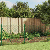VidaXL Gard plasă de s&acirc;rmă cu țăruși de fixare, verde, 0,8x25 m